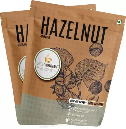 GreenBrrew Instant Natural Green Coffee Beverage Mix, Hazelnut Instant Coffee (2 x 30 g, Hazelnut Flavoured) GreenBrrew Instant Natural Green Coffee Beverage Mix, Hazelnut Instant Coffee (2 x 30 g, Hazelnut Flavoured)